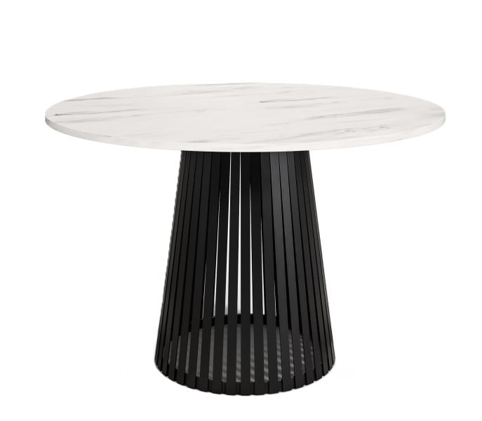 Stół okrągły VIV z lamelami do jadalni , salonu, blat 75 cm - marmur jasny 736699