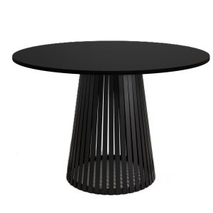 Stół okrągły VIV z lamelami do jadalni , salonu, blat 90 cm – czarny 736674 Stół okrągły VIV z lamelami do jadalni , salonu, blat 90 cm – czarny 736674