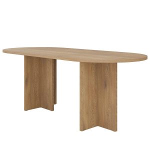 Stół owalny dąb cremona do jadalni w stylu japandi SANAS 966092 Stół owalny dąb cremona do jadalni w stylu japandi SANAS 966092