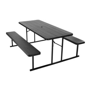 Stół piknikowy 180cm składany ławki stalowy ogród taras camping czarny 930986 Stół piknikowy 180cm składany ławki stalowy ogród taras camping czarny 930986