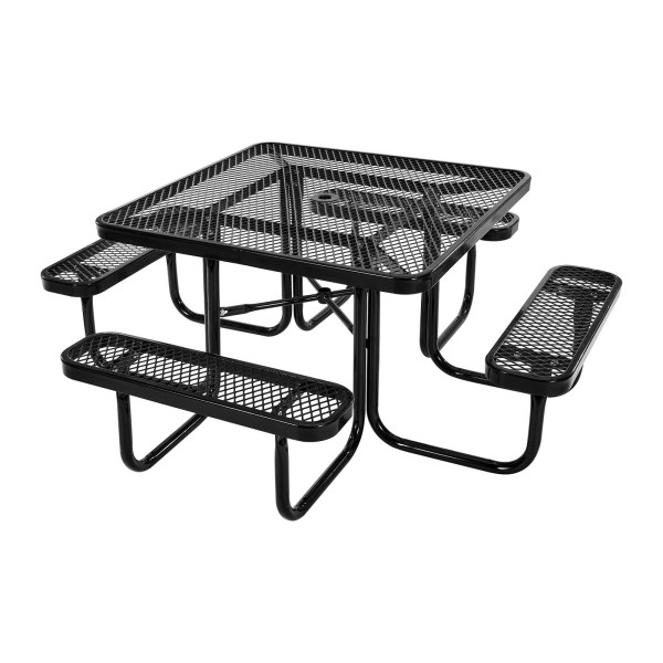 Stół piknikowy ogrodowy 116 cm - odporny na warunki z otworem na parasol 849858