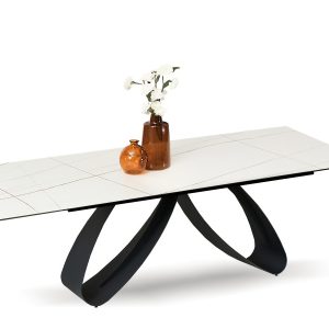 Stół Pregiato Biały-Marmur, Podstawa Czarny 340786 Stół Pregiato Biały-Marmur, Podstawa Czarny 340786