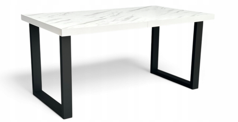 Stół prostokątny 80x140 rozkładany do 240 cm MARMUR biały + nogi metalowe 649768