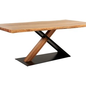 Stół prostokątny drewniany Zwickou 200×100 akacja/czarny 724238 Stół prostokątny drewniany Zwickou 200×100 akacja/czarny 724238