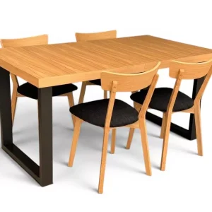 Stół Prostokątny Fornirowany 90×160/299cm Nogi Metal U+4 Krzesła Agata 1078914