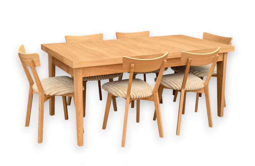 Stół Prostokątny Fornirowany 90x180+2x40 + 6Krzeseł Agata 955434