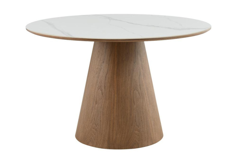 Stół RILEY 120 cm okrągły marmur orzech 948787