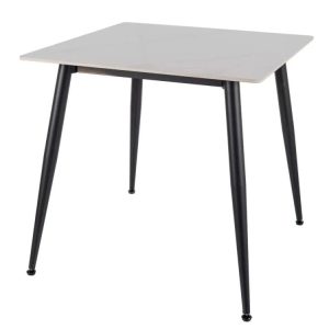 Stół RION 80×80 cm biały marmur/ czarny 840684 Stół RION 80×80 cm biały marmur/ czarny 840684