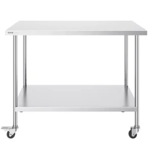 Stół roboczy blat gastronomiczny nierdzewny – 76,2 x 152,4 cm z 4 kołami 944463 Stół roboczy blat gastronomiczny nierdzewny – 76,2 x 152,4 cm z 4 kołami 944463