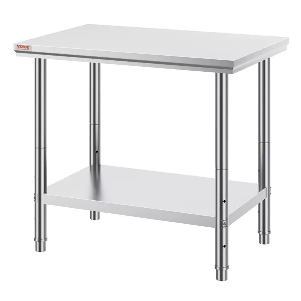 Stół roboczy ze stali nierdzewnej – Nośność 317 kg 90x60x80 cm 944466