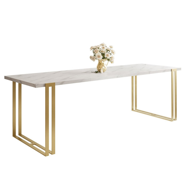 Stół rozkładany ACTON 140x80 złoty/marmur bianco 192680