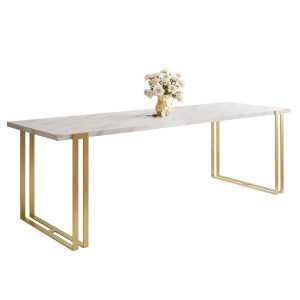 Stół rozkładany ACTON 160×90 złoty/marmur bianco 192669 Stół rozkładany ACTON 160×90 złoty/marmur bianco 192669