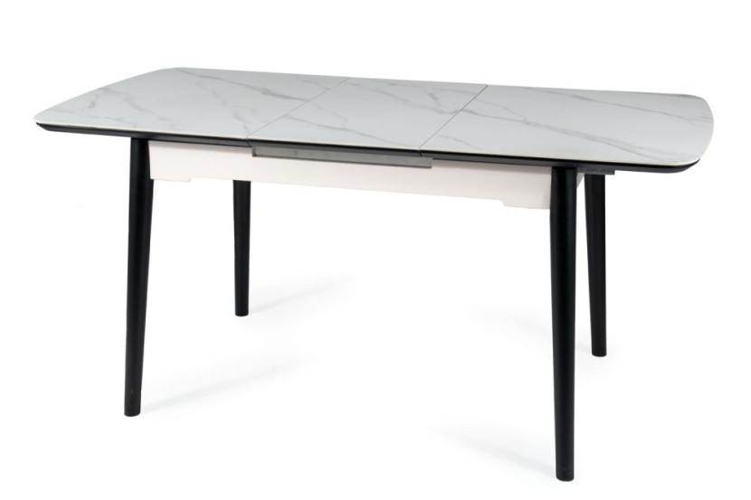 Stół rozkładany APOLLO 120(160)x80 biały marmur/czarny 840745
